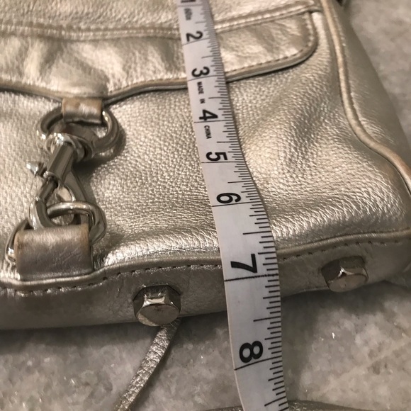 Rebecca Minkoff Mini Mac Crossbody Bag Womens Silver Shoulder Bag Leather Boho - Picture 9 of 11